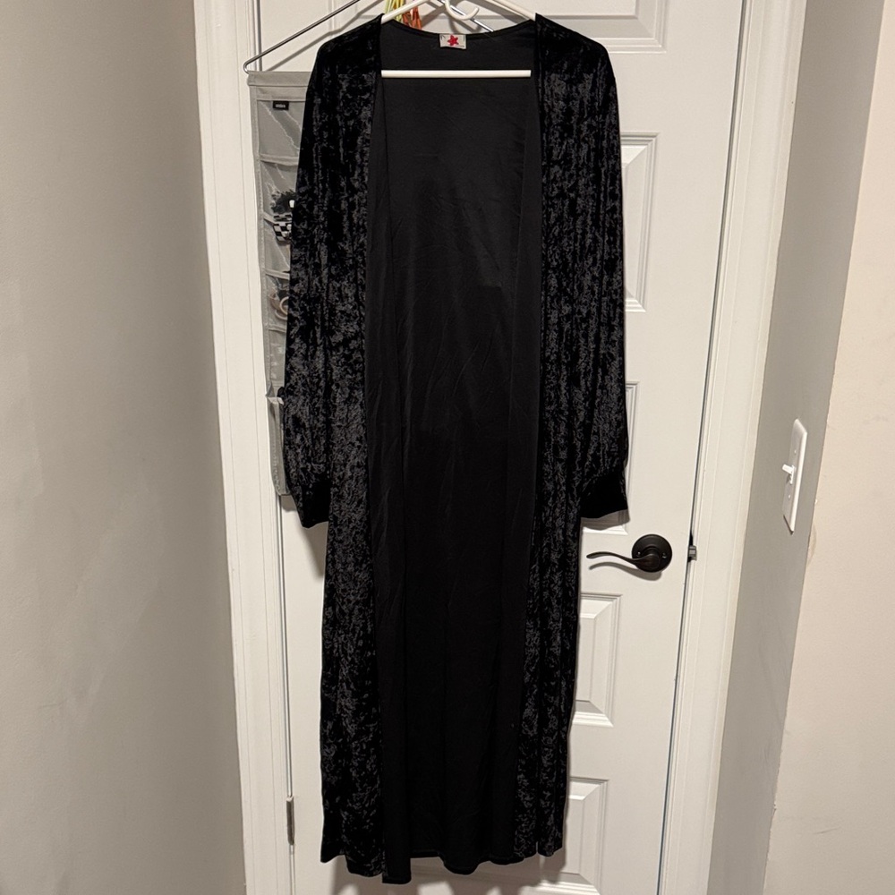 Black Velvet Duster Cardigan
